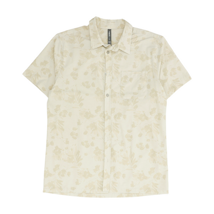 Tan Floral Short Sleeve Button Down