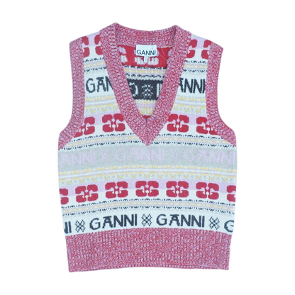 Red Abstract Vest Sweater