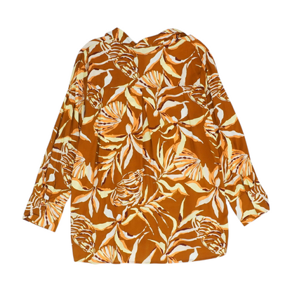 Brown Plus Floral Button Down
