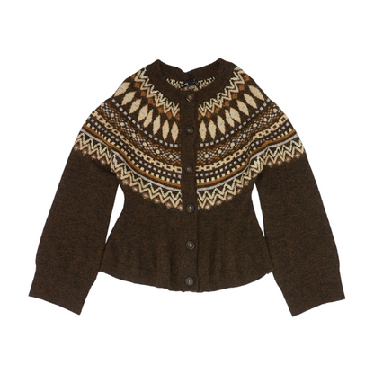 Brown Print Cardigan Sweater