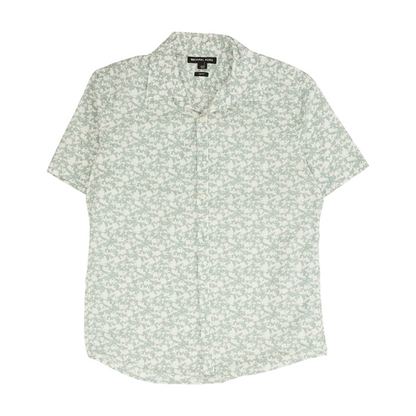 Green Floral Short Sleeve Button Down