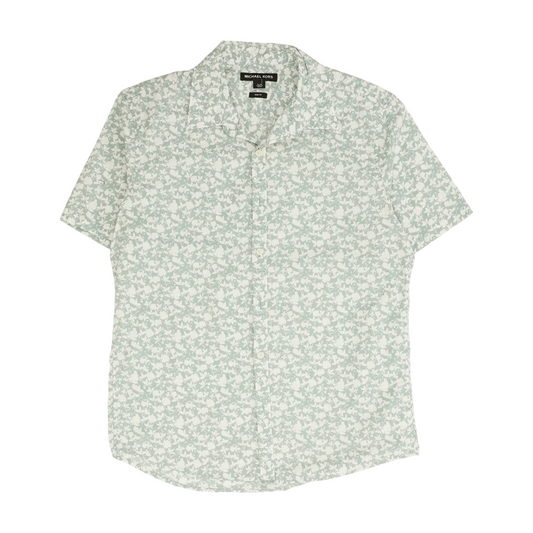 Green Floral Short Sleeve Button Down
