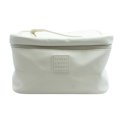 Beige Solid Makeup Bag