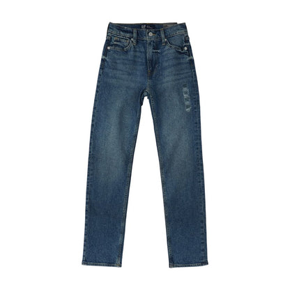 Blue High Rise Straight Leg Jeans
