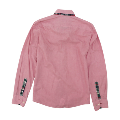 Pink Solid Long Sleeve Button Down