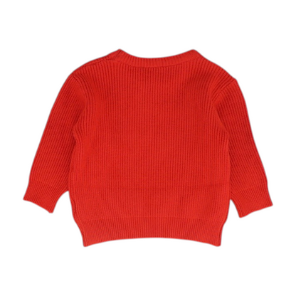 Red Print Pullover Sweater
