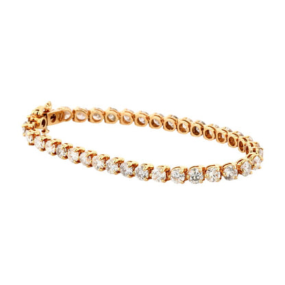 12.06 ct 14K Gold Round Diamond Tennis Bracelet