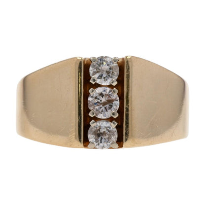 3/4 Ct 14K Gold Vertical Three Diamond Band