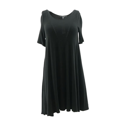 Black Solid Midi Dress