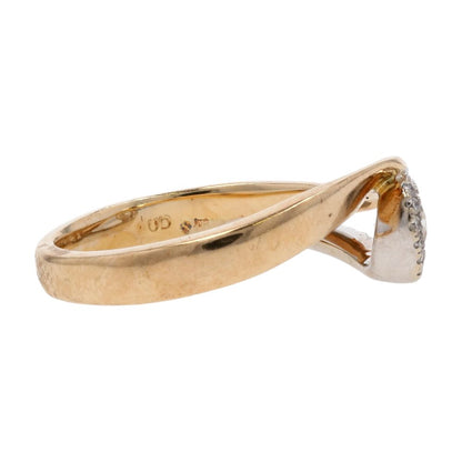3/8 Ct 14K Two Tone Gold Round Diamond On Wave Twist Band Promise Ring