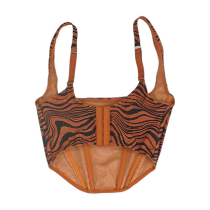 Tan Animal Print Cropped Blouse