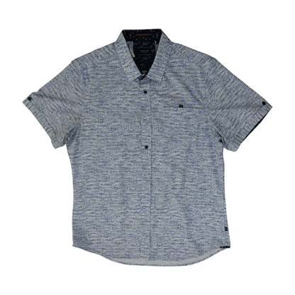 Blue Abstract Short Sleeve Button Down