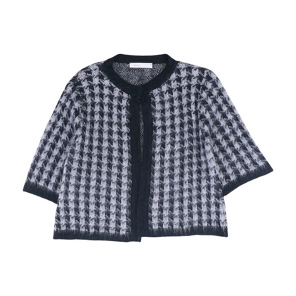 Gray Houndstooth Cardigan Sweater