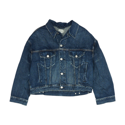 Blue Solid Denim Jacket