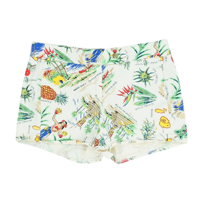 Beige Print Chino Shorts