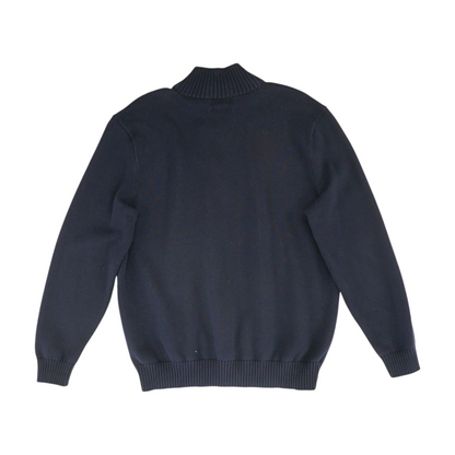 Navy Solid 1/4 Zip Sweater