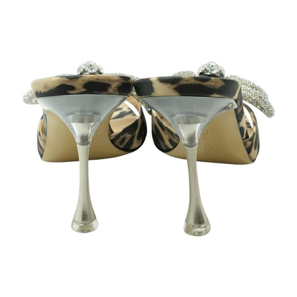 Double Bow Square Toe Leopard-Printed Pumps