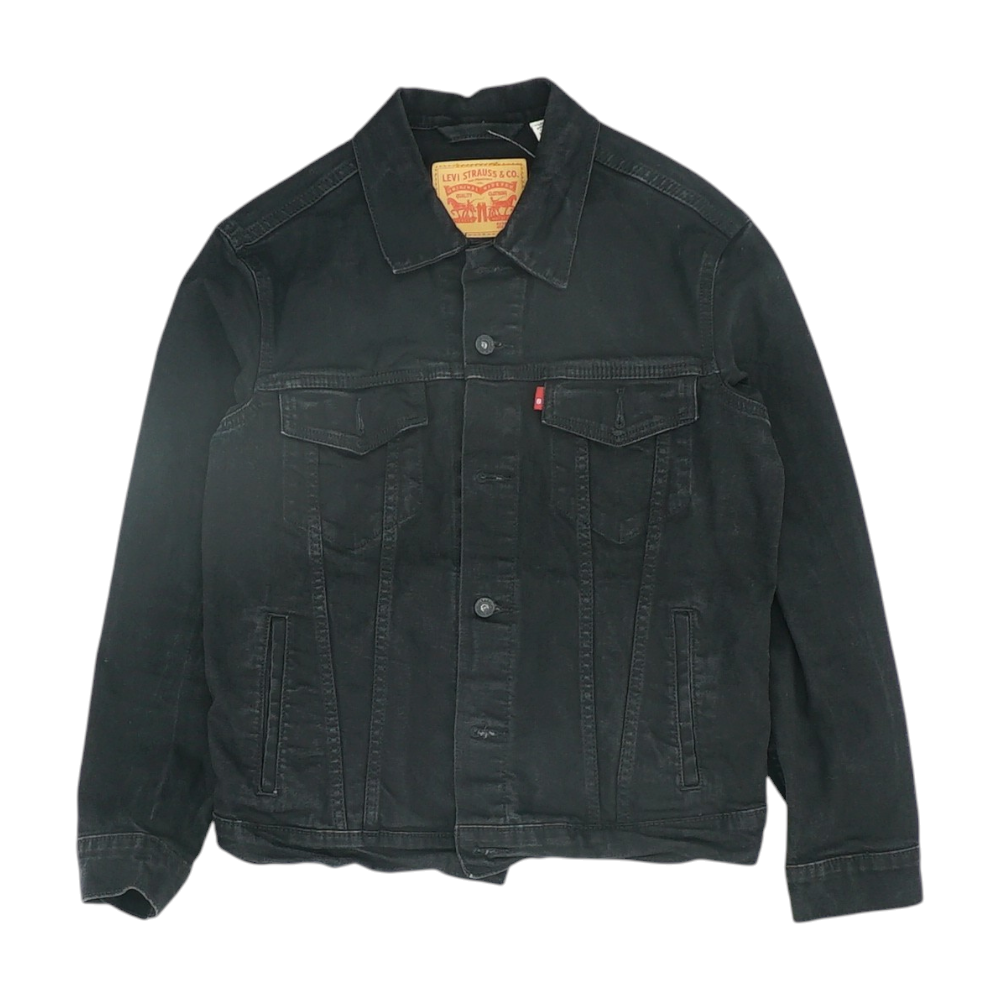 Black Solid Denim Jacket