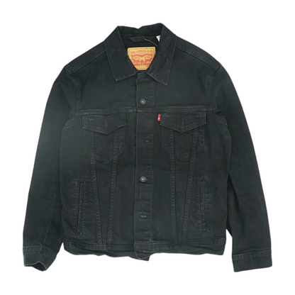 Black Solid Denim Jacket