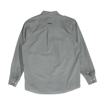 Gray Print Long Sleeve Button Down