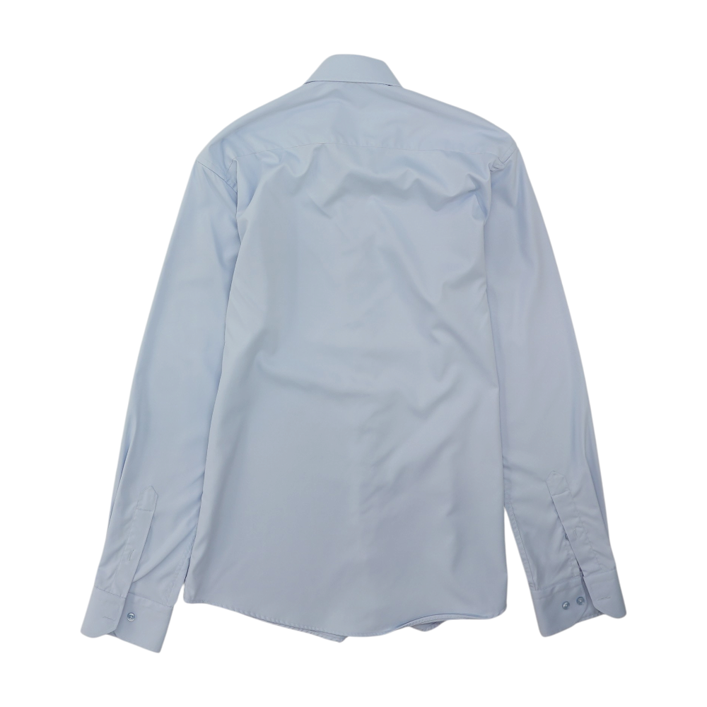Blue Solid Long Sleeve Button Down