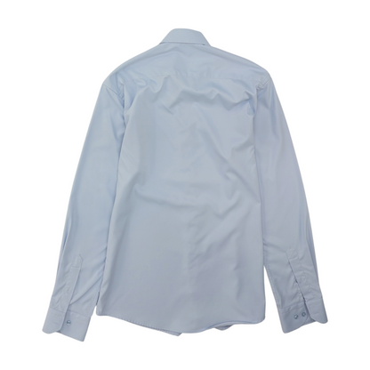 Blue Solid Long Sleeve Button Down