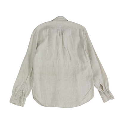 Beige Solid Long Sleeve Button Down