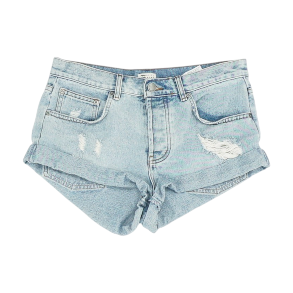 Blue Solid Denim Shorts