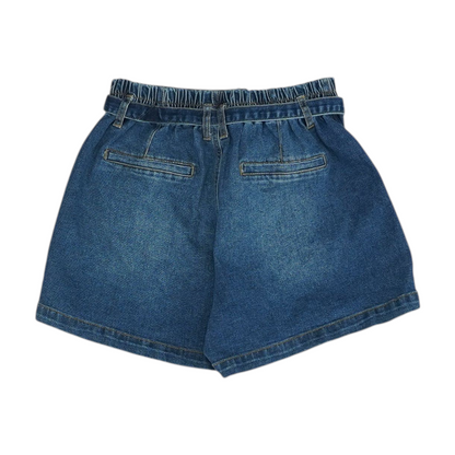 Navy Solid Denim Shorts