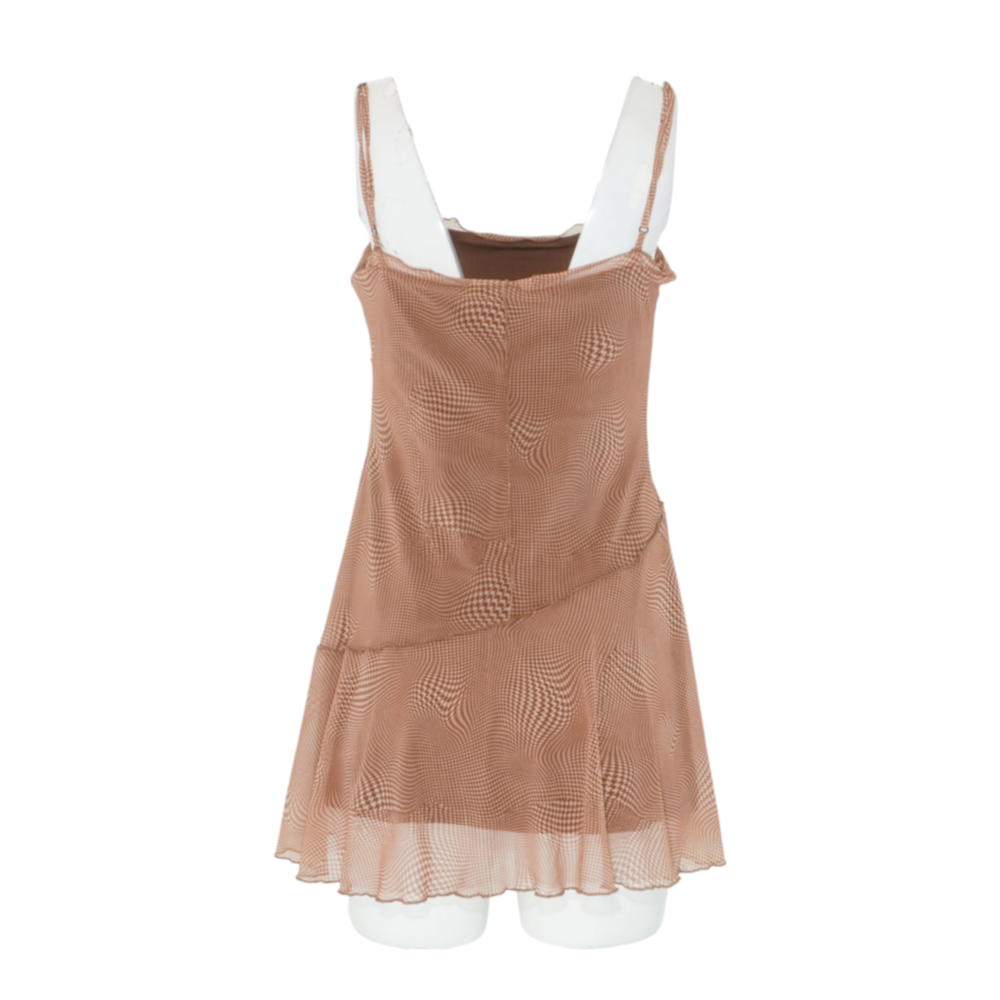 Brown Houndstooth Mini Dress
