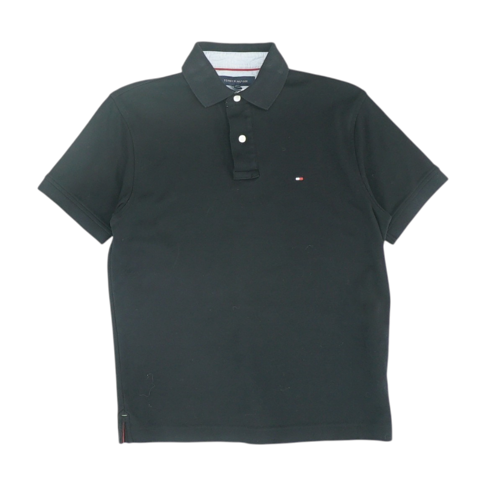 Black Solid Short Sleeve Polo