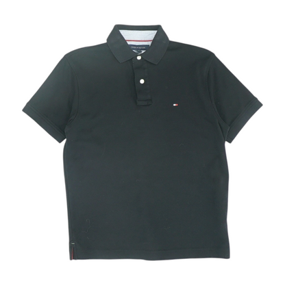 Black Solid Short Sleeve Polo