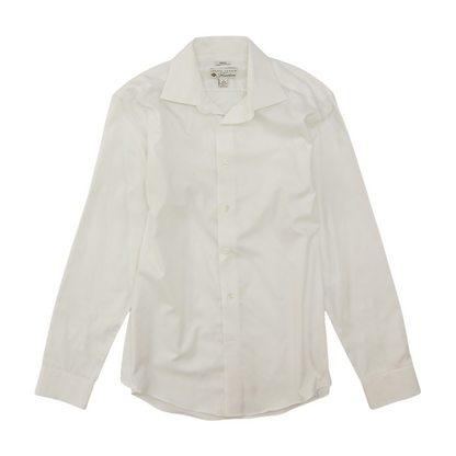 White Solid Long Sleeve Button Down