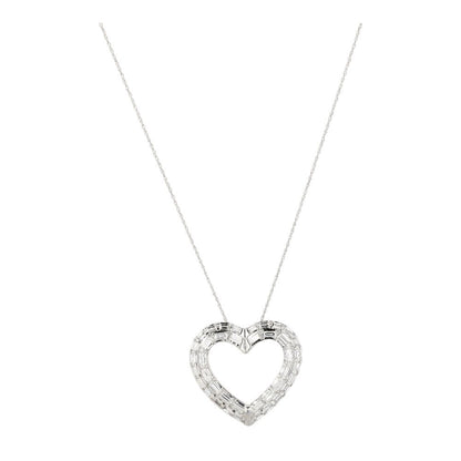 1 Ct 10K White Gold Lab Grown Diamond Baguette Heart Pendant Necklace