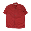 Red Solid Short Sleeve Button Down