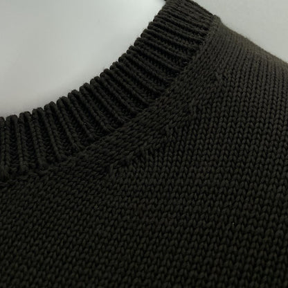 Brown Cotton and Silk Knit Crewneck Sweater