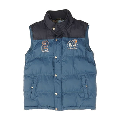 Blue Solid Puffer Vest