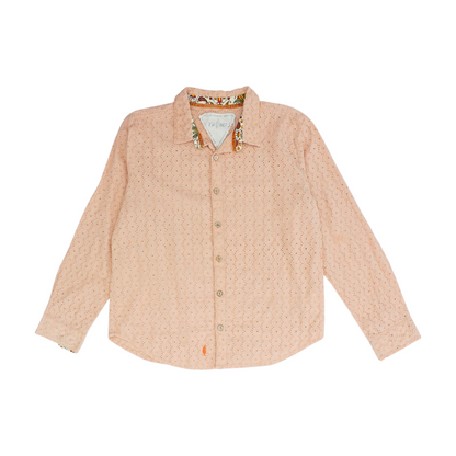 Orange Solid Long Sleeve Button Down