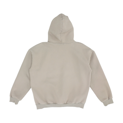 Beige Solid Hoodie Pullover