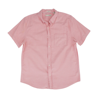 Pink Solid Short Sleeve Button Down