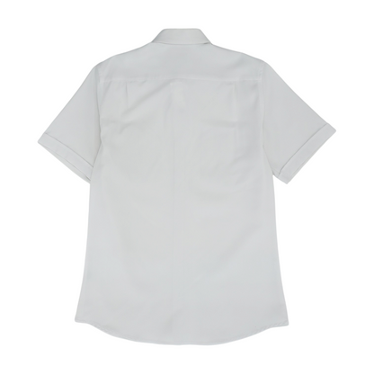 White Solid Short Sleeve Button Down