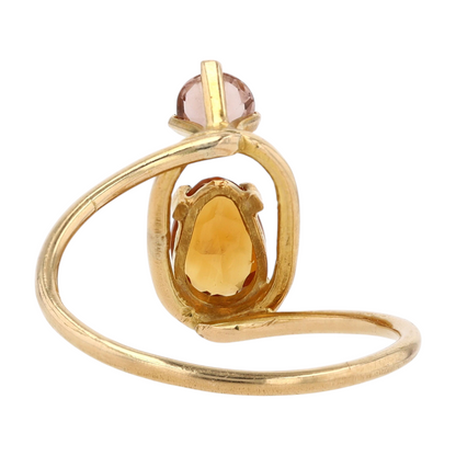 14K Yellow Gold Orange Stone Fashion Ring