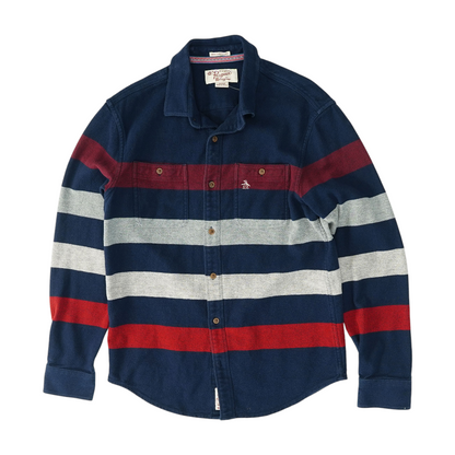 Navy Striped Flannel Button Down