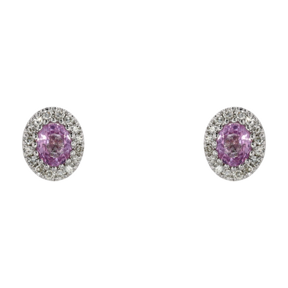 1/2 ctw 10K White Gold Pink Sapphire Stud Earrings
