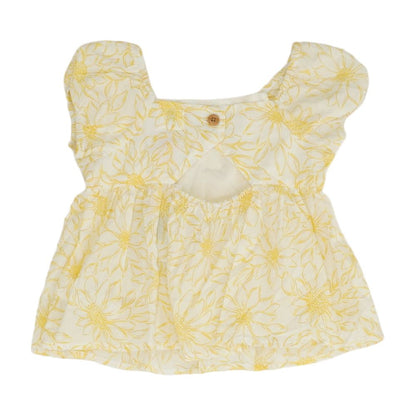 White Floral Short Sleeve Blouse
