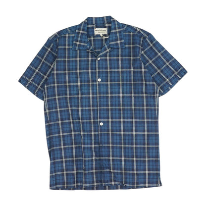 Navy Plaid Short Sleeve Button Down
