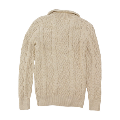 Beige Solid 1/4 Zip Sweater