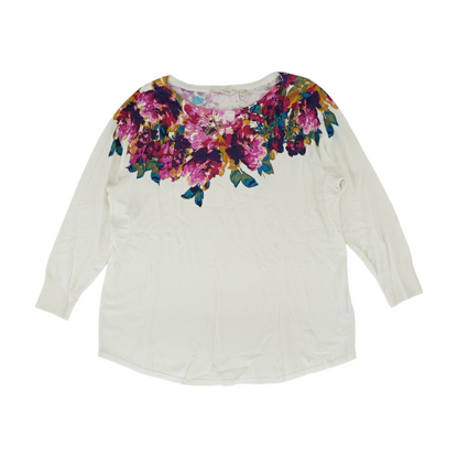 Beige Plus Floral Pullover Sweater