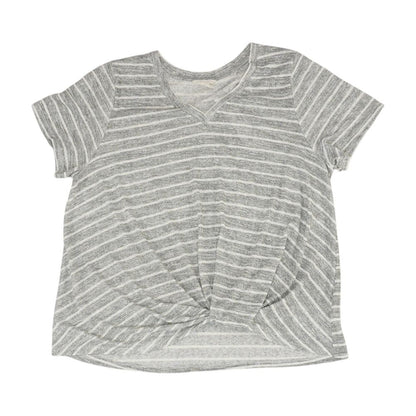 Gray Striped V Neck T-Shirt