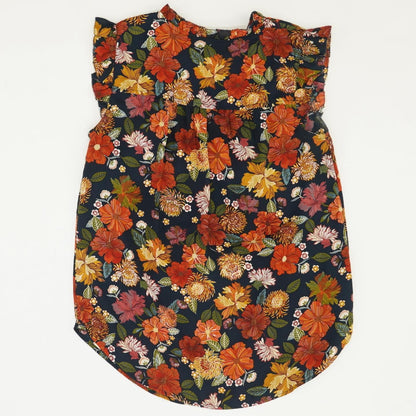 Navy Floral Sleeveless Blouse
